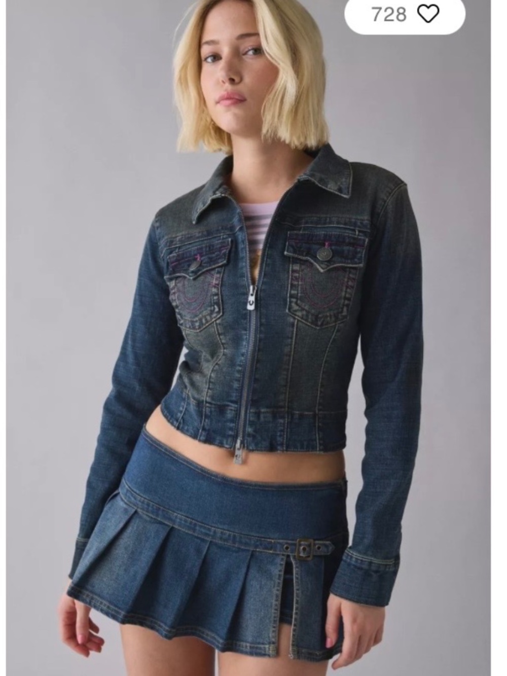 True Religion stretchy denim jacket XL